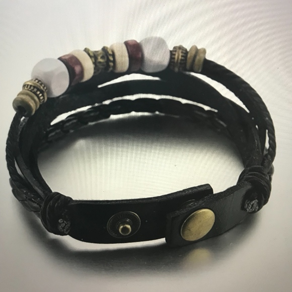 Genuine leather multi-strand bracelet - Picture 3 of 3